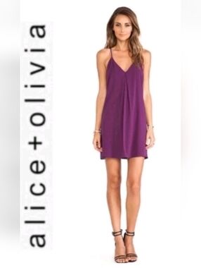 Alice + Olivia Fierra Burgundy Mini Dress Racerback Size XS New